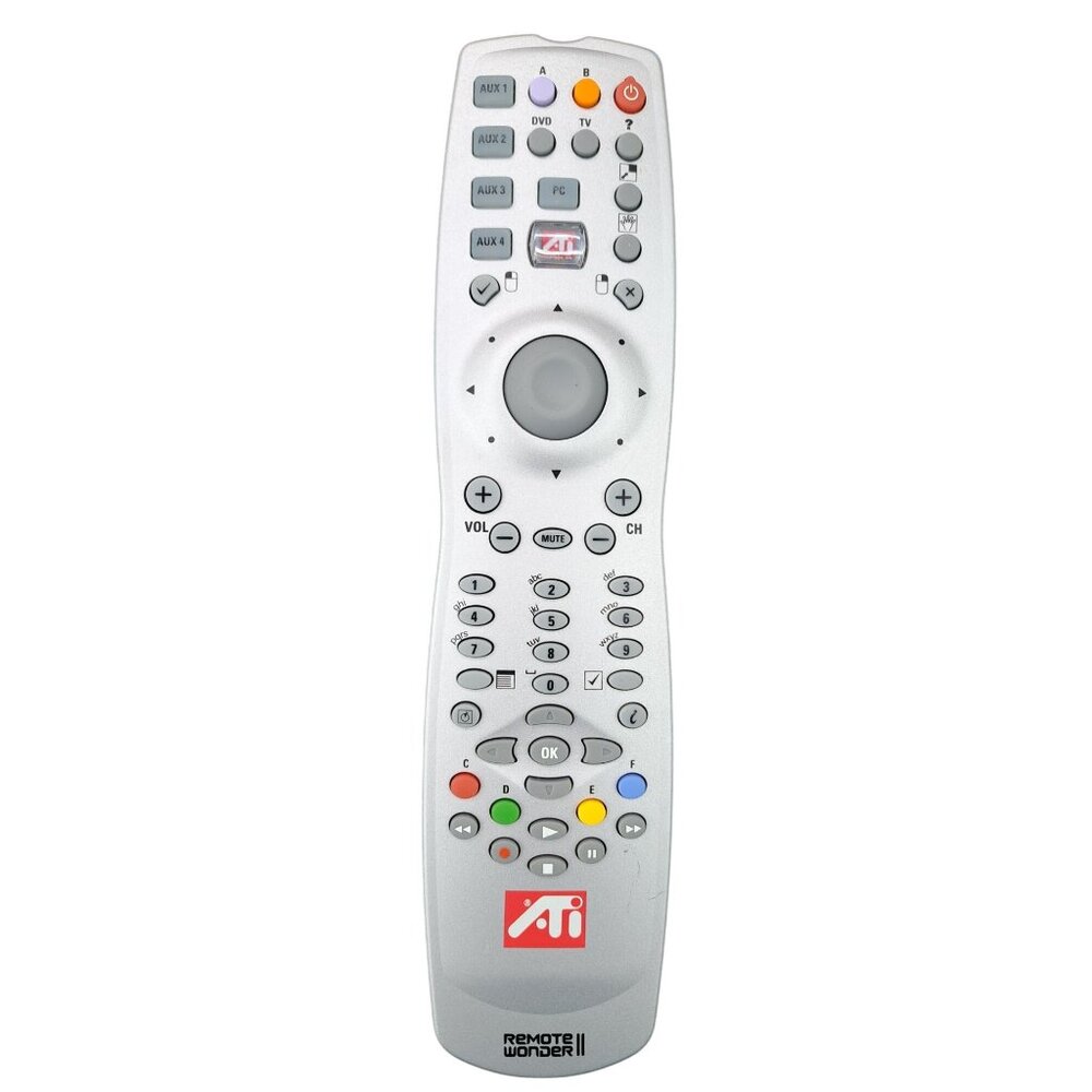 ATI Remote Wonder 2 Wireless PC Remote Control Silver RC13747001 Tested DVD AUX